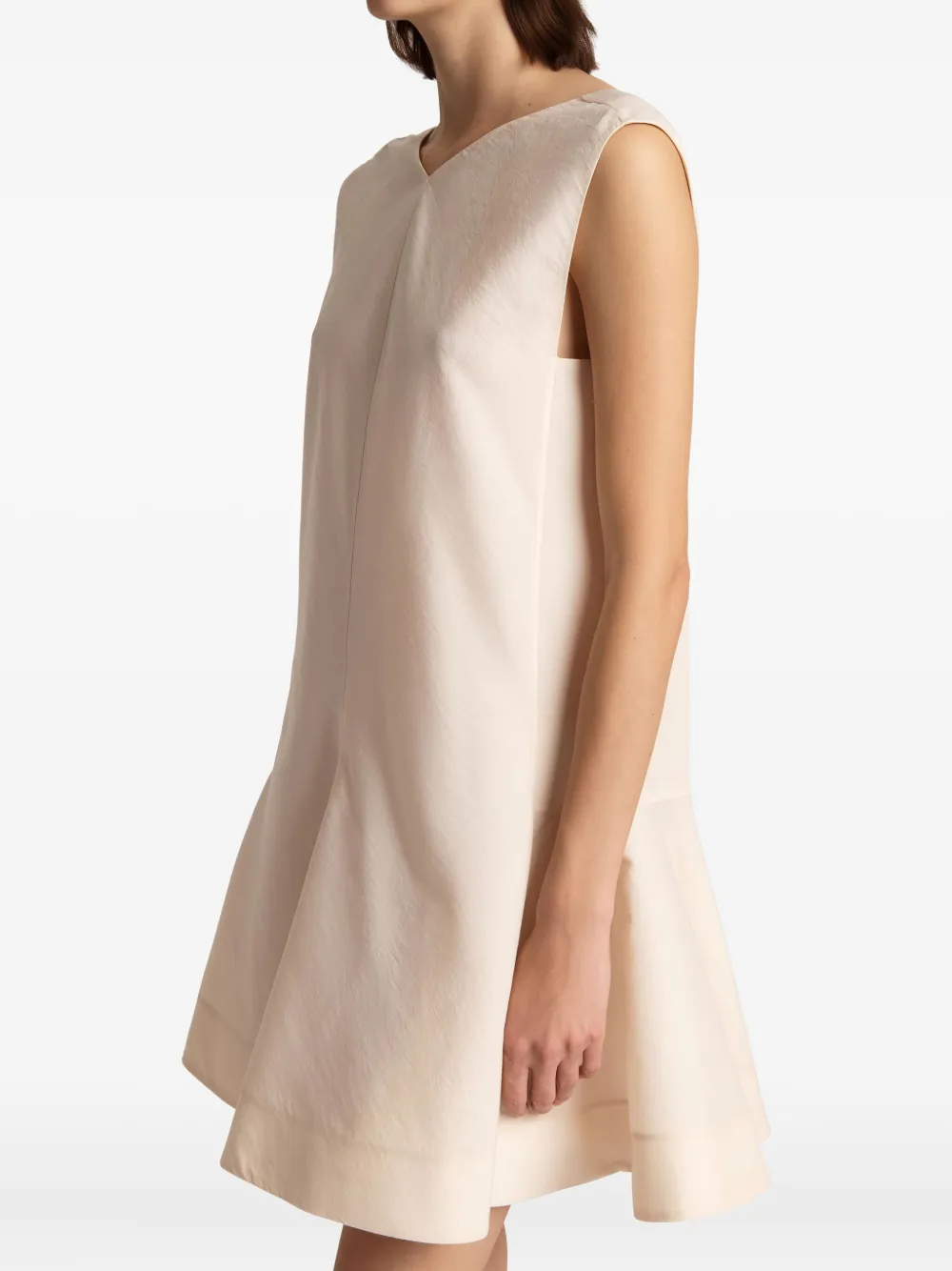 Khaite Mel V-neck Sleeveless Mini Dress In Neutral