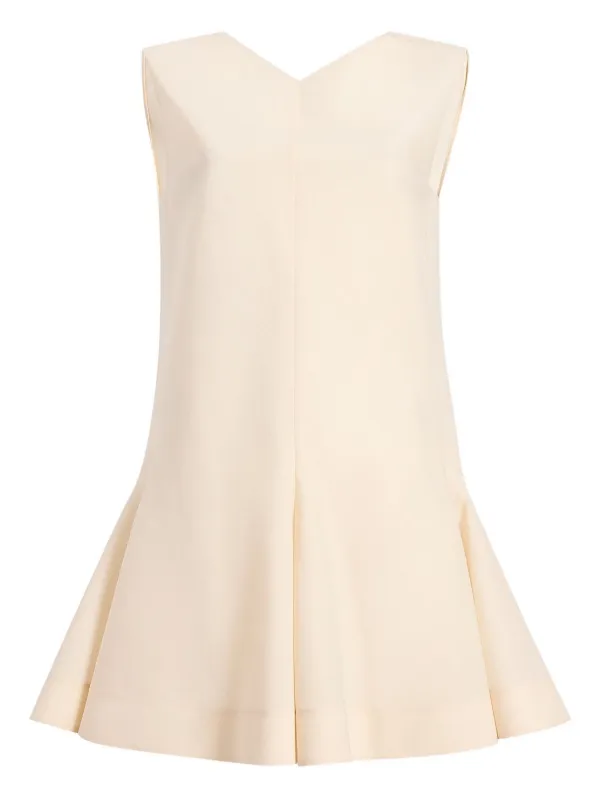 Khaite Mel V-neck Sleeveless Mini Dress in Neutrals