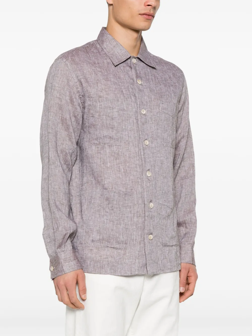 Brunello Cucinelli Linnen overhemd Bruin