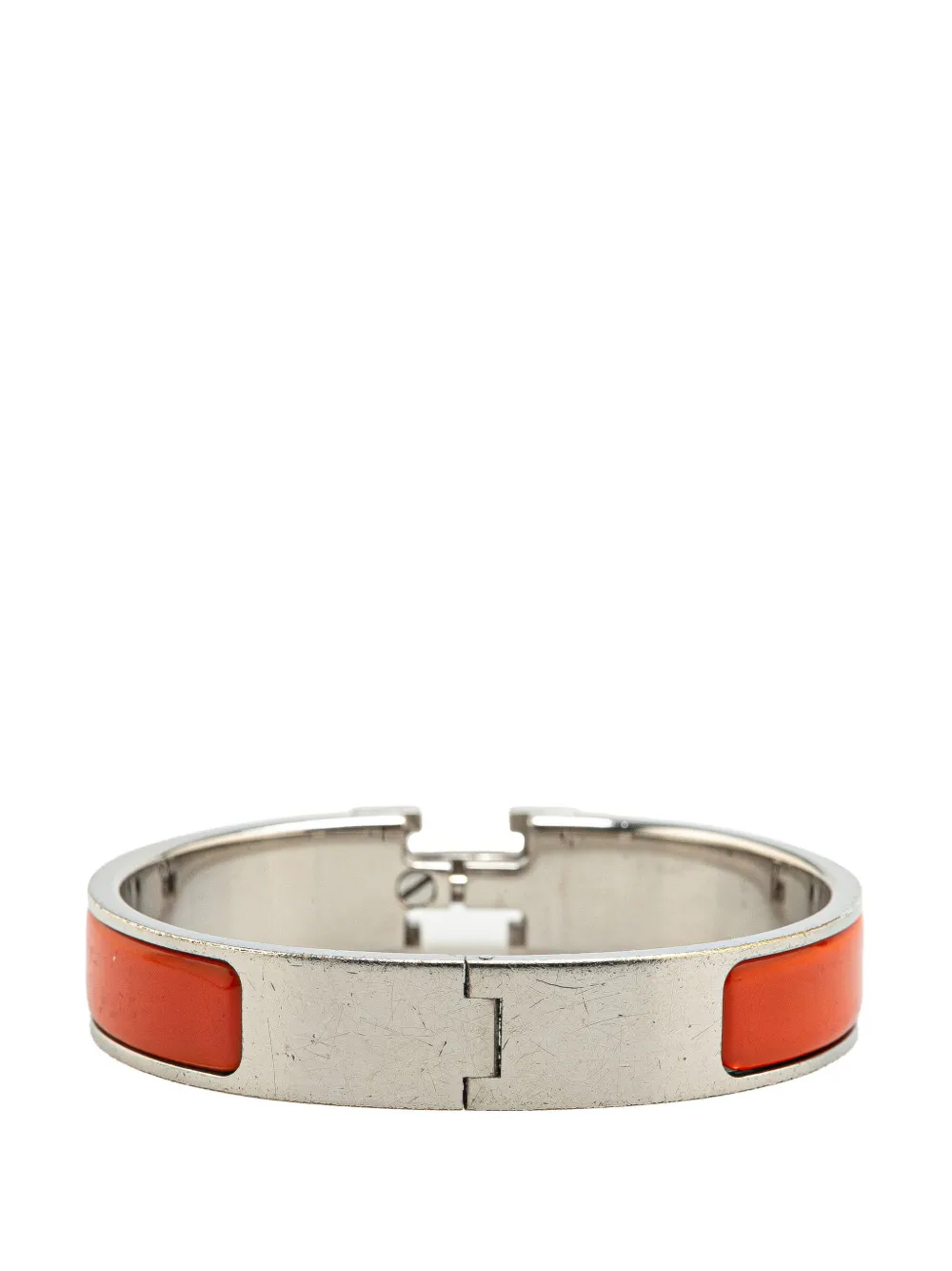 Pre-owned Hermes 2000-2024 Narrow Enamel Clic H Bracelet Pm Costume Bracelet In Silver