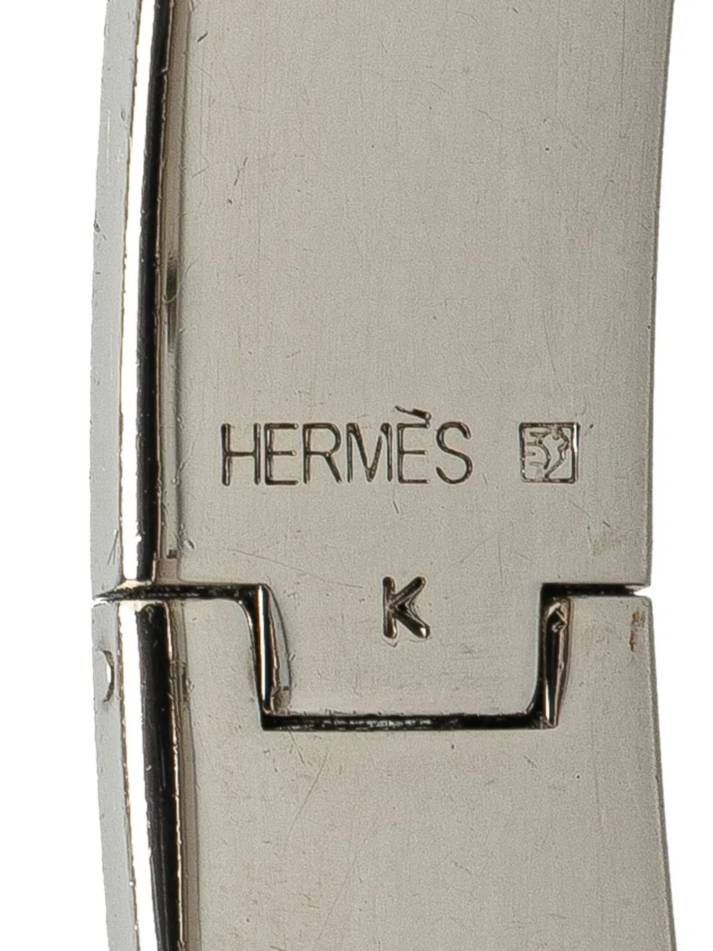 Pre-owned Hermes 2000-2024 Narrow Enamel Clic H Bracelet Pm Costume Bracelet In Silver