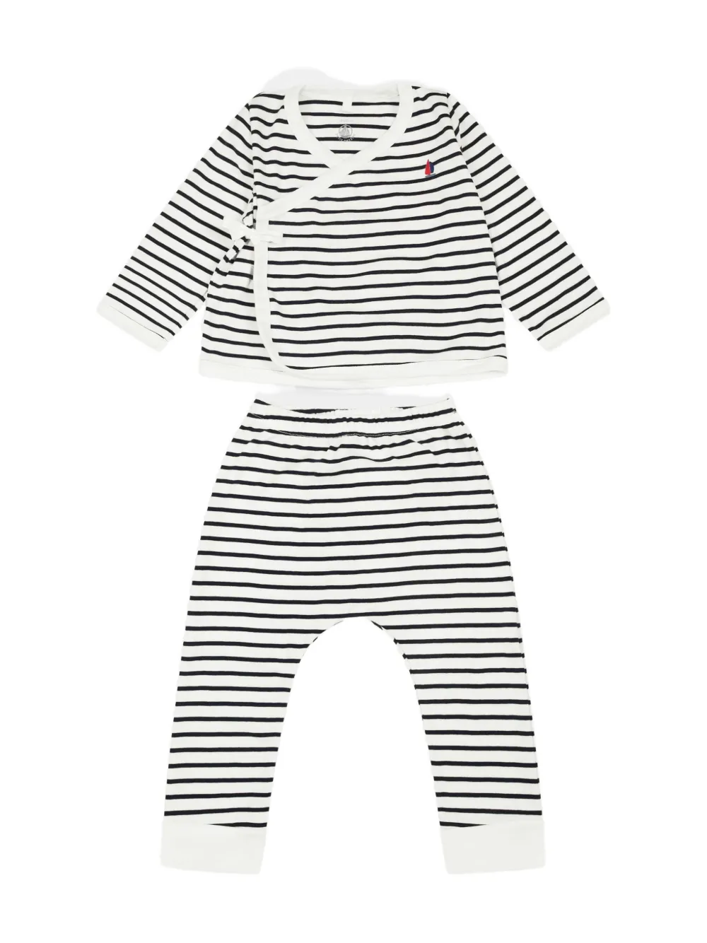 Petit Bateau Gestreepte katoenen top broek en romper Zwart