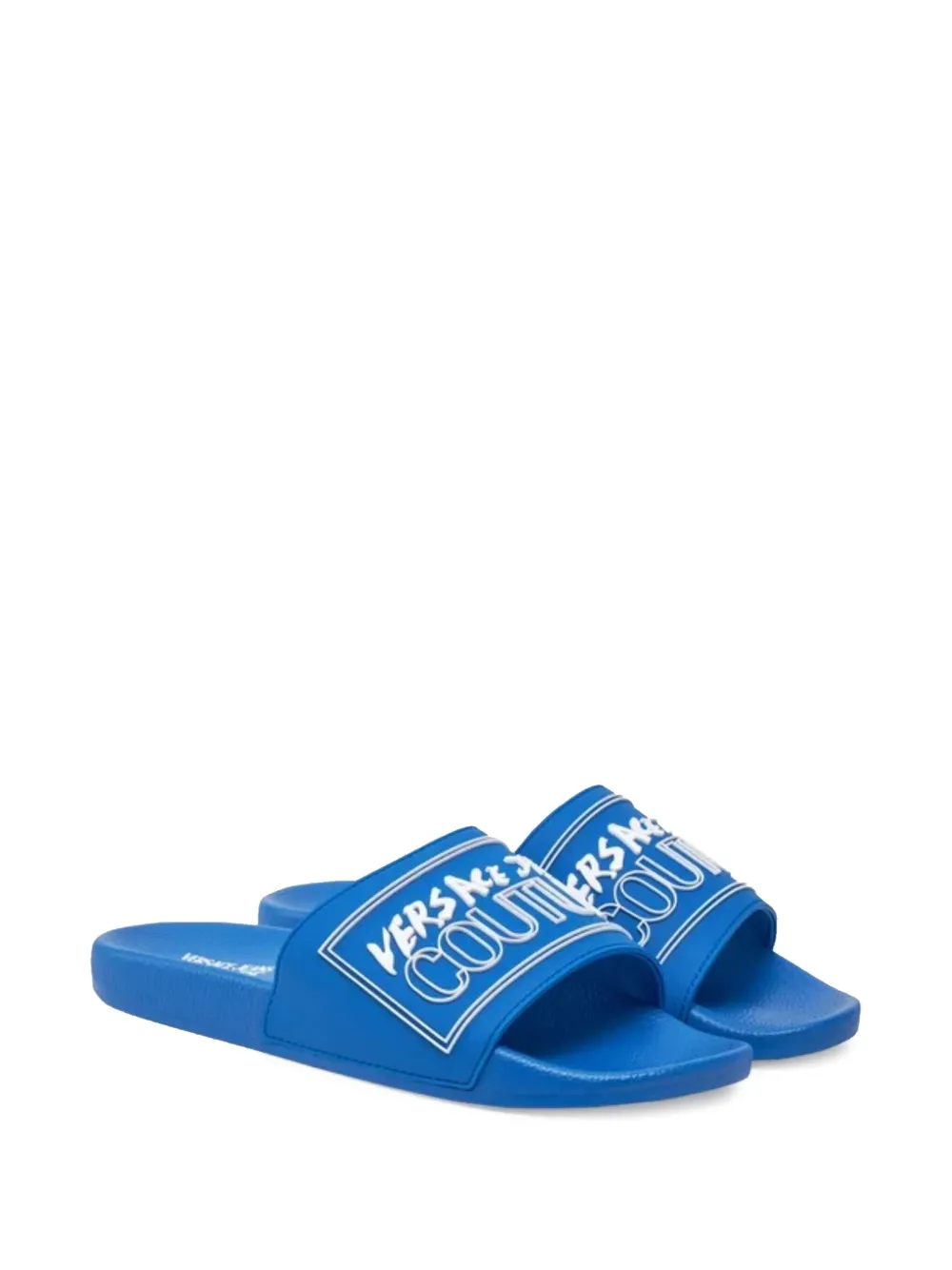 Versace Jeans Couture Slippers met logo-reliëf - Blauw