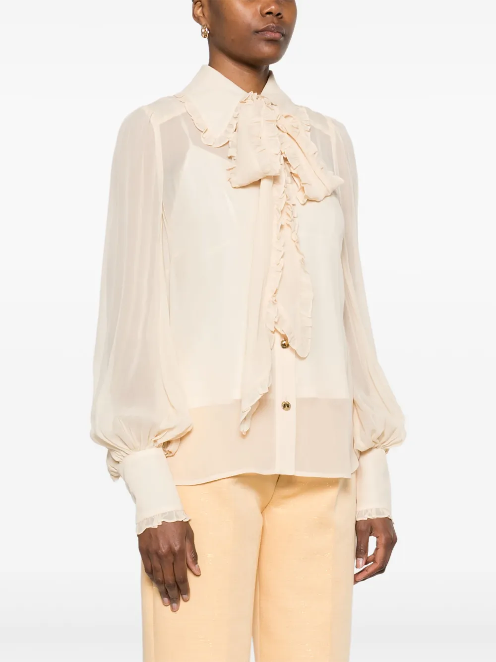 ZIMMERMANN Georgette blouse met strik Beige