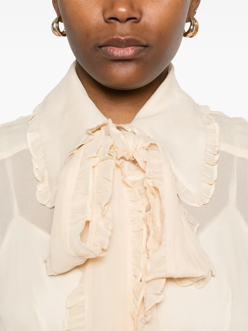 ZIMMERMANN Georgette blouse met strik Beige