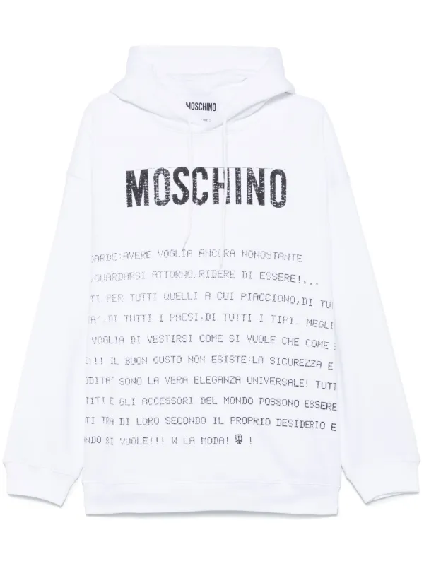 【関税込み】Moschino ホワイト プリント フーディ Moschino プリント パーカー | ホワイト | FARFETCH JP