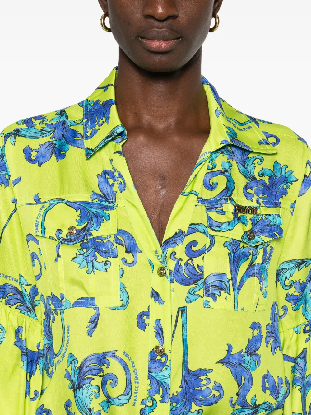 Shop Versace Jeans Couture Barroco-print Shirt In Green