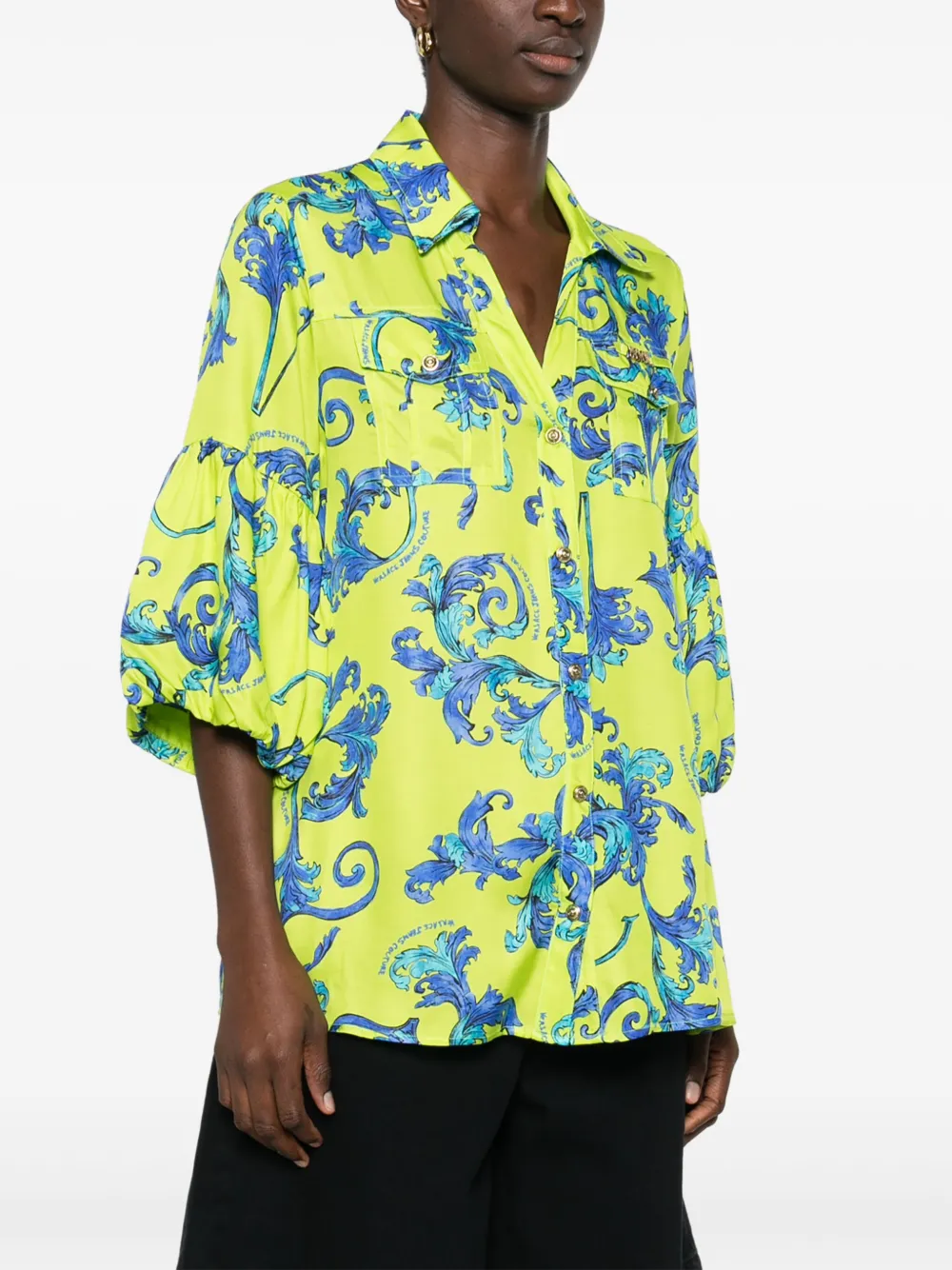 Shop Versace Jeans Couture Barroco-print Shirt In Green