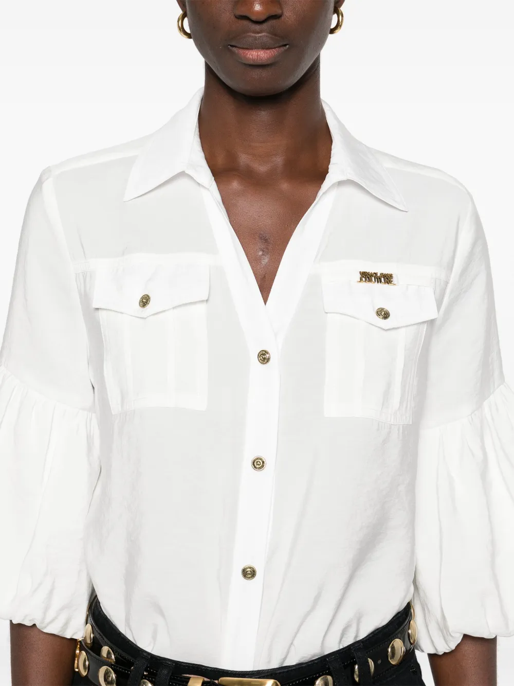 Shop Versace Jeans Couture Logo-plaque Shirt In White