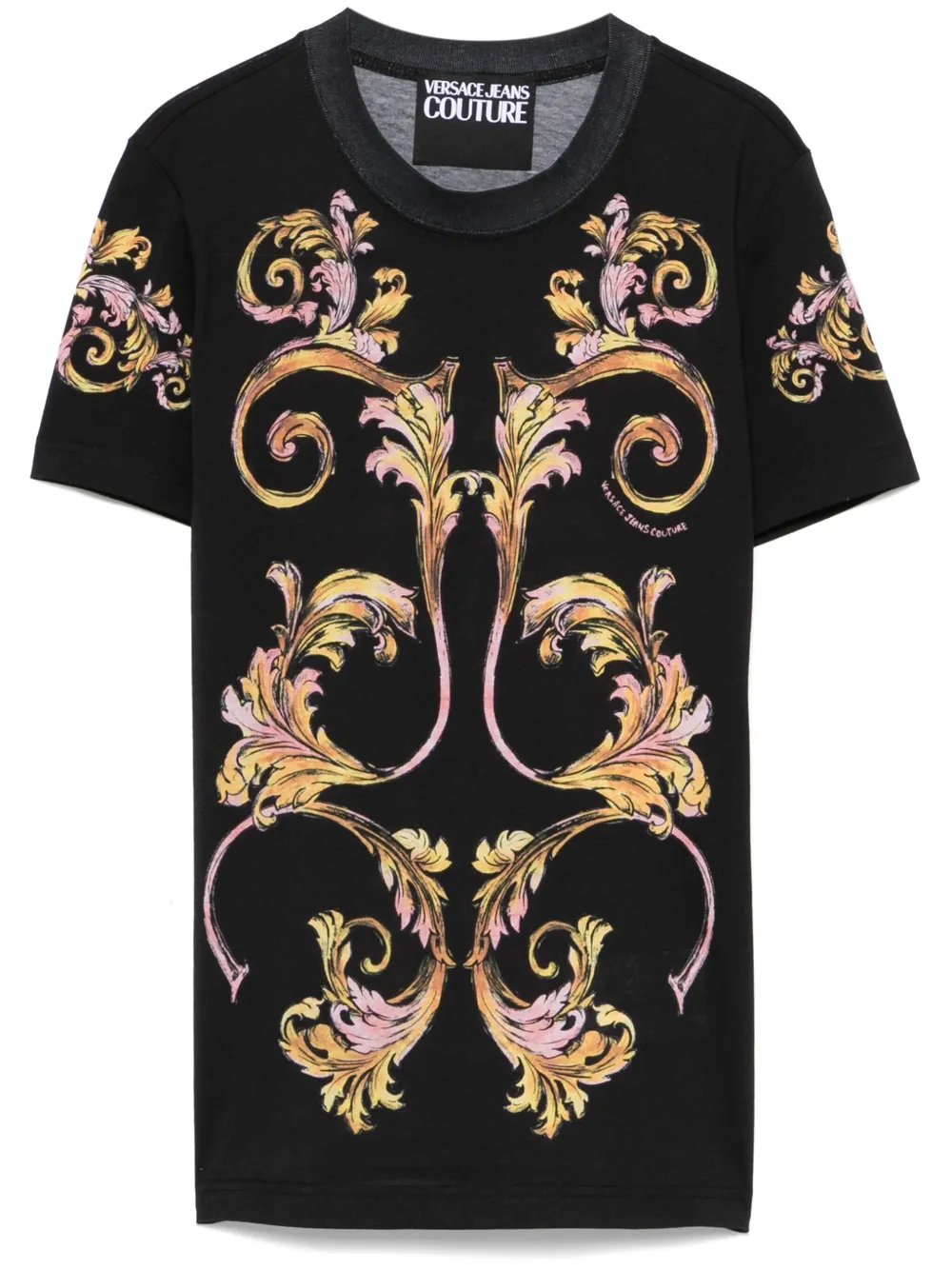 Shop Versace Jeans Couture Barroco-print T-shirt In Black