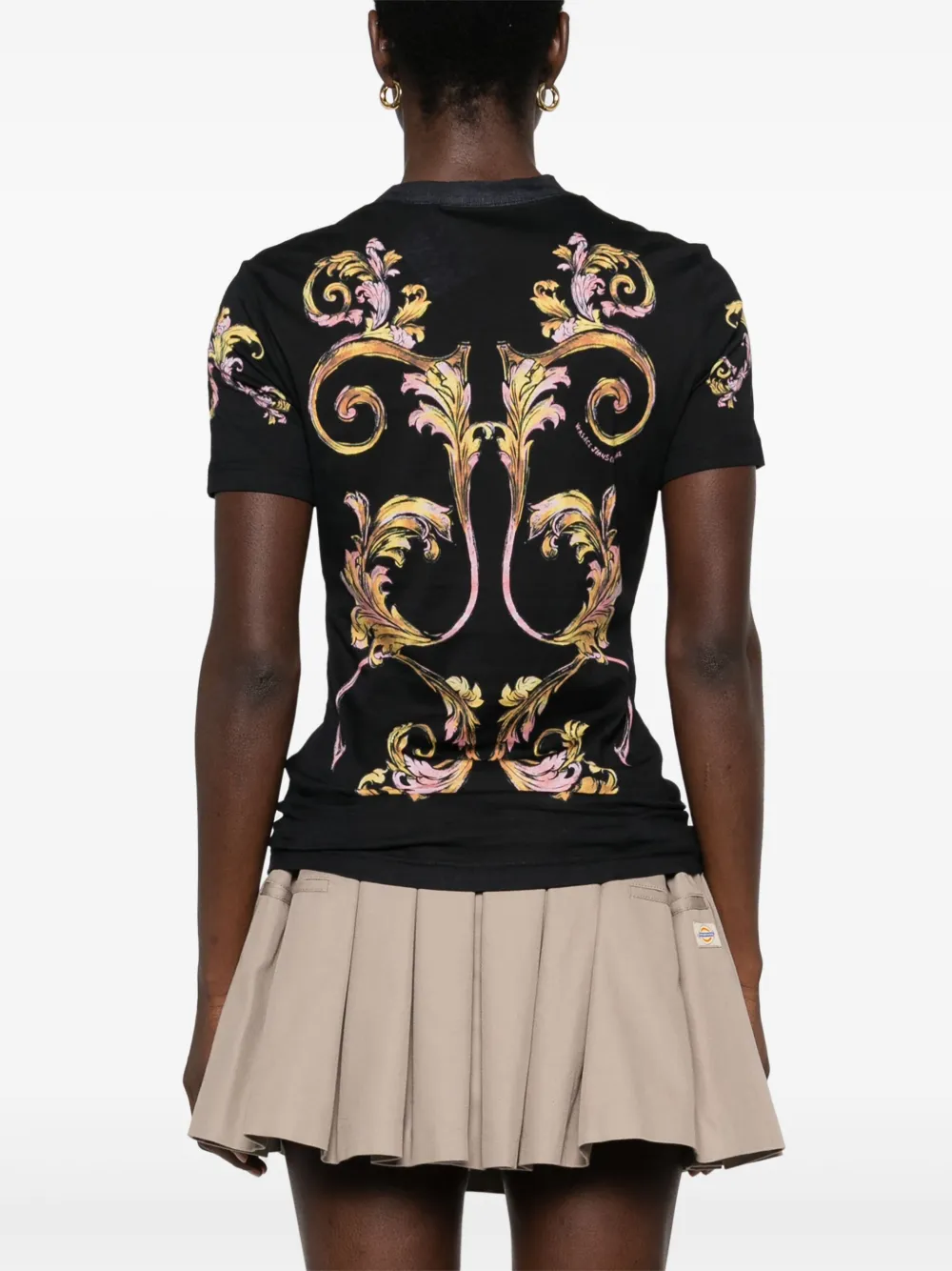 Shop Versace Jeans Couture Barroco-print T-shirt In Black
