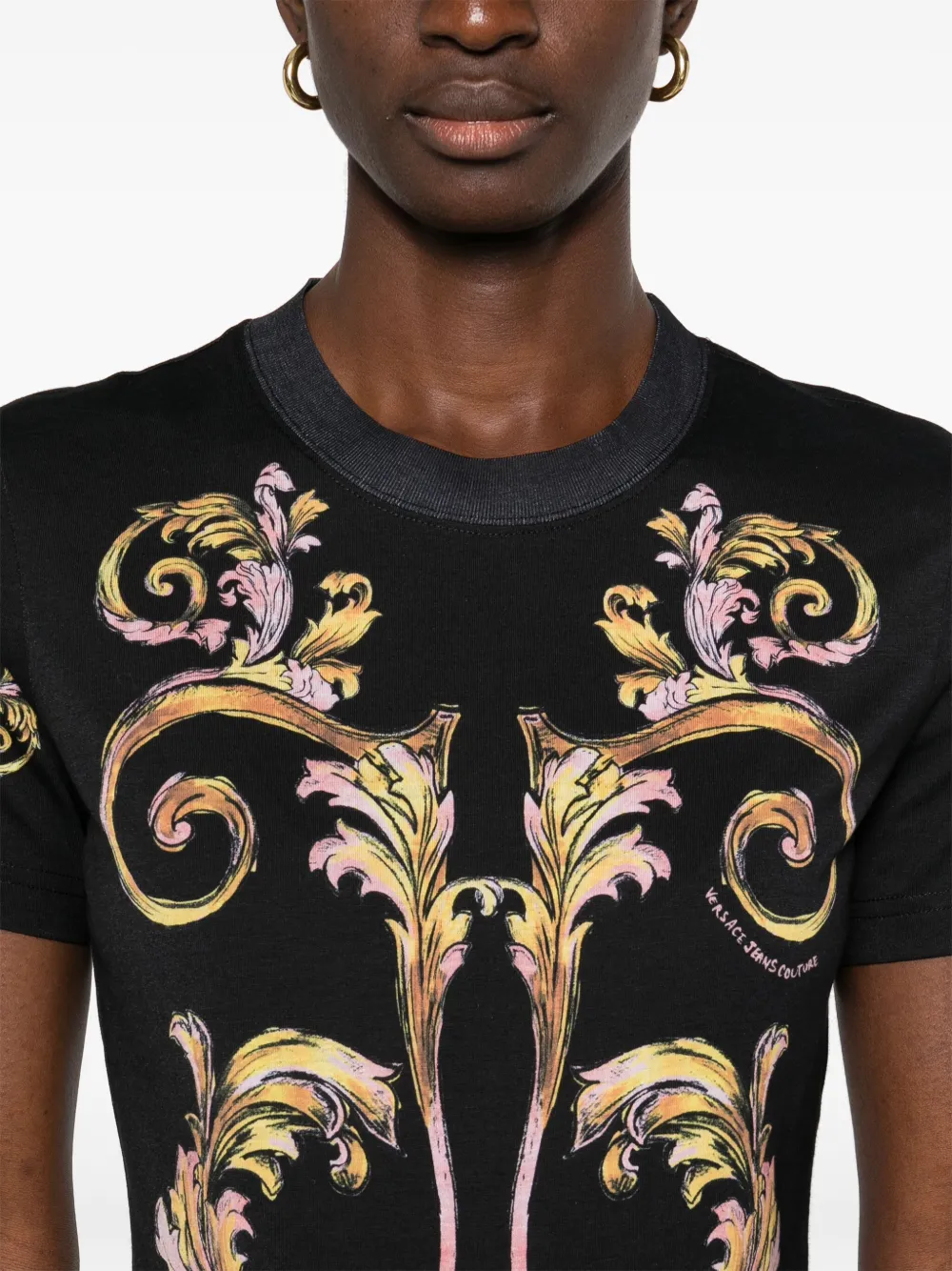 Shop Versace Jeans Couture Barroco-print T-shirt In Black