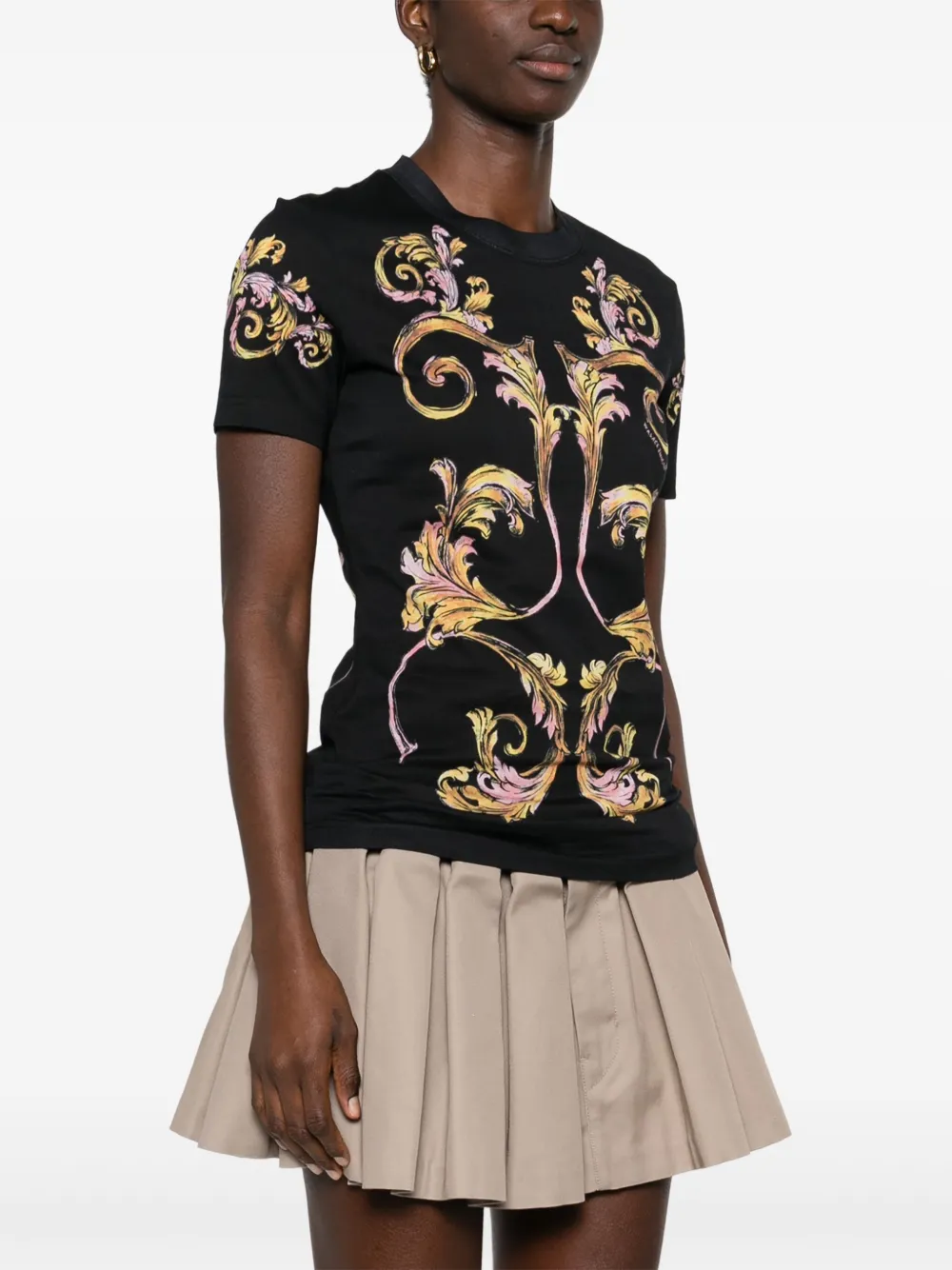 Shop Versace Jeans Couture Barroco-print T-shirt In Black