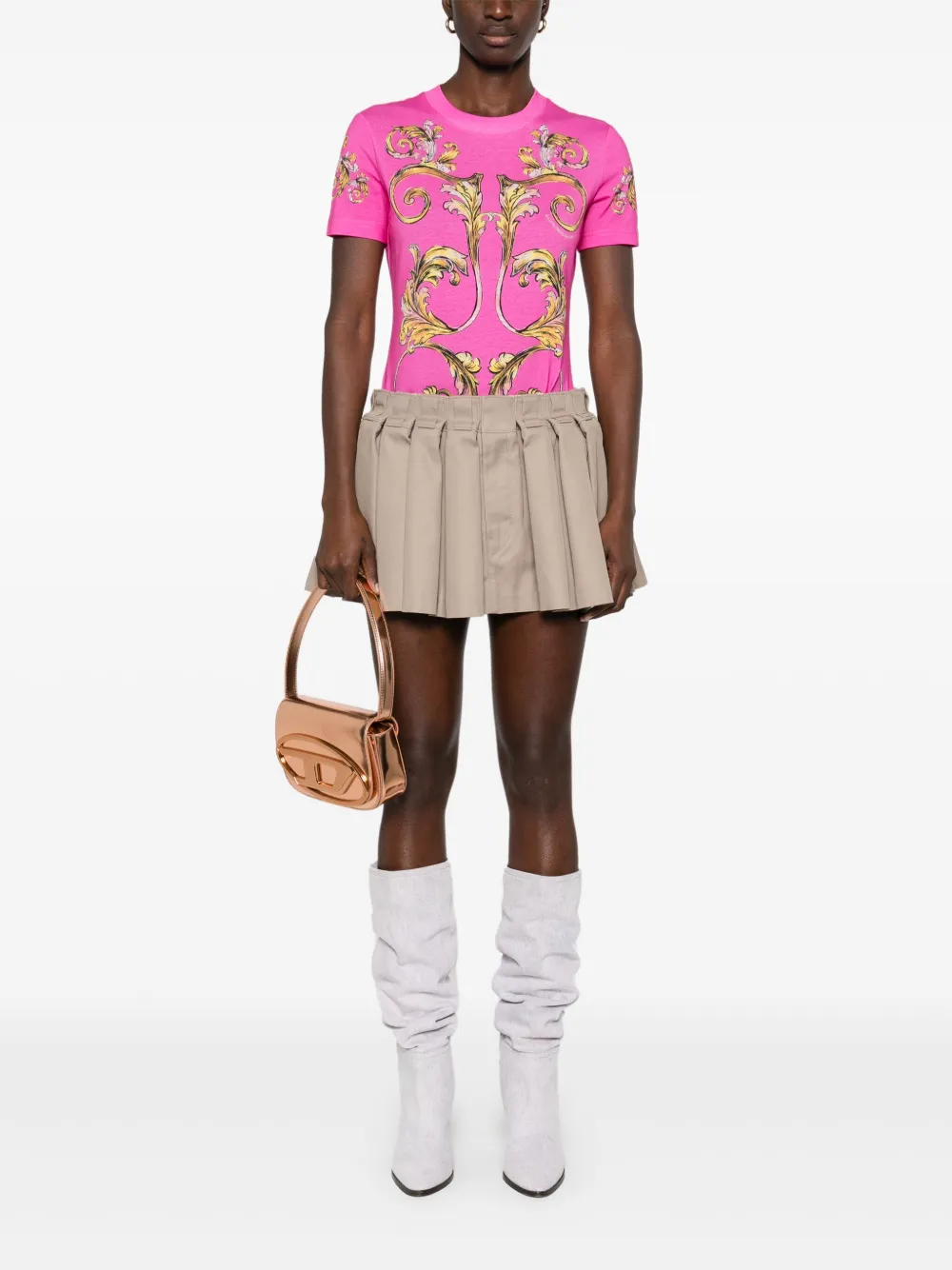 Versace Jeans Couture T-shirt met Barroco-print Roze