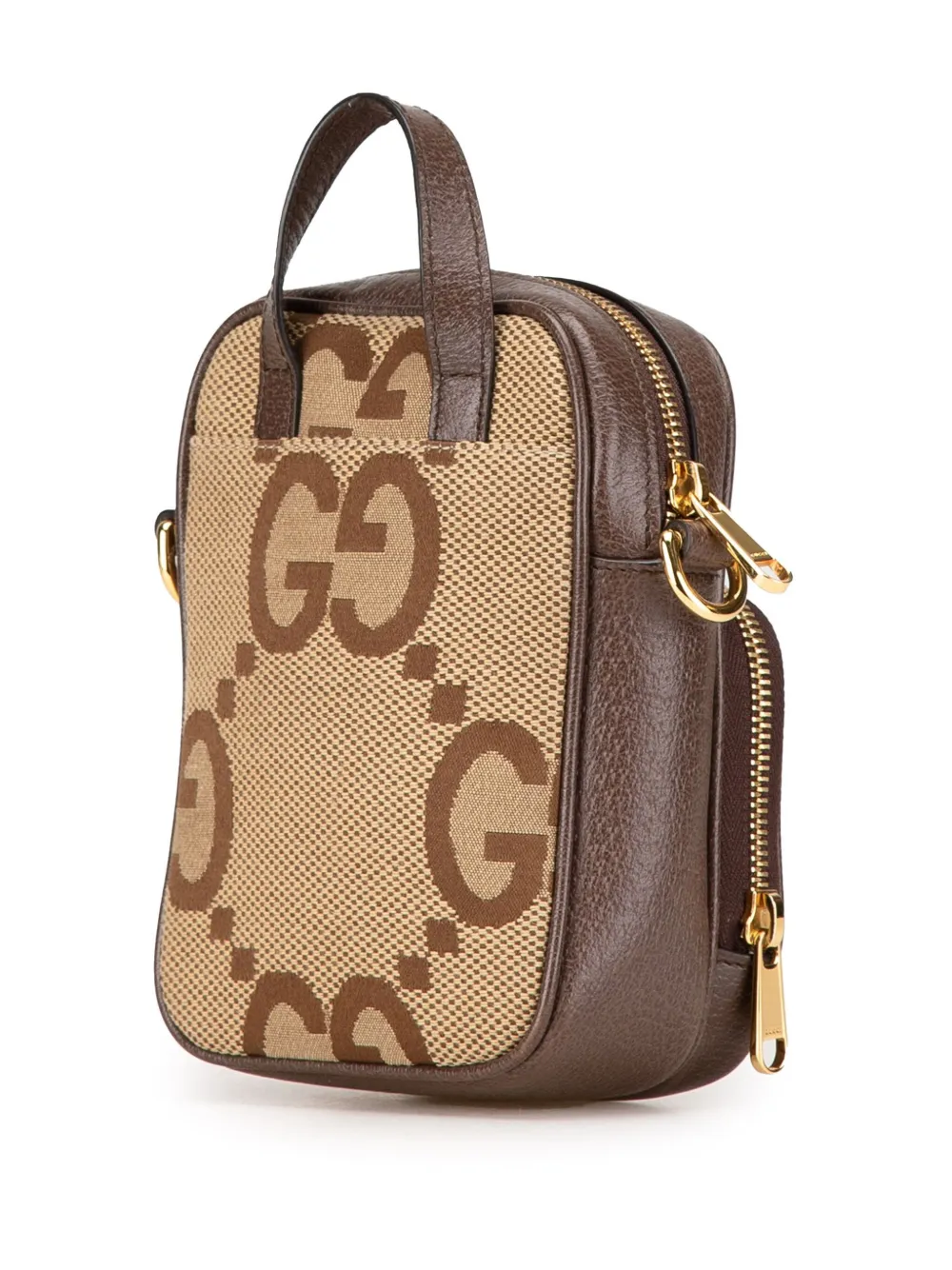 Gucci Pre-Owned 2016-2024 Micro Jumbo GG Web canvas boekentas met handvat aan de bovenkant - Bruin