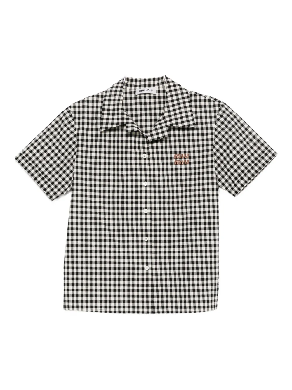 Miu gingham-check shirt Zwart