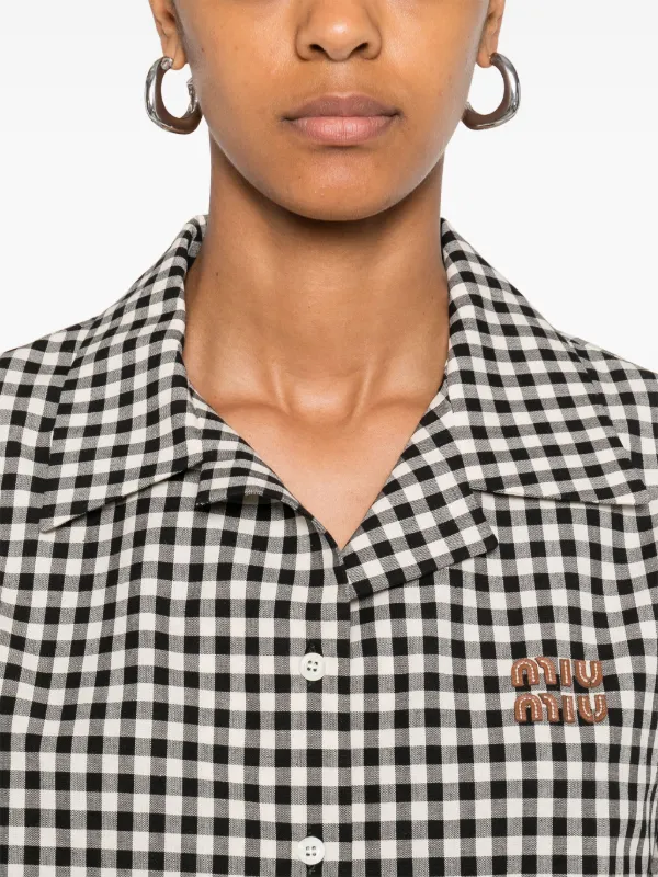 Miu Miu gingham-check Shirt | Black | FARFETCH NO
