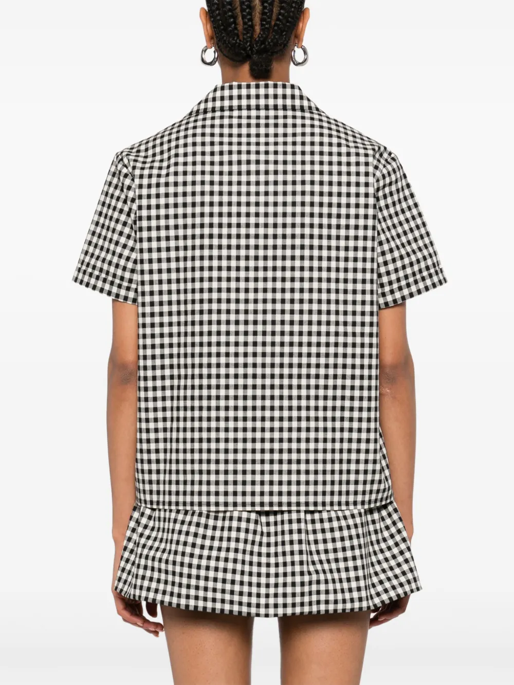 Miu gingham-check shirt Zwart