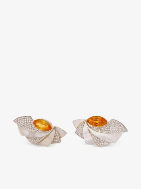 Ananya 18K white gold Mogra multi-stone earrings
