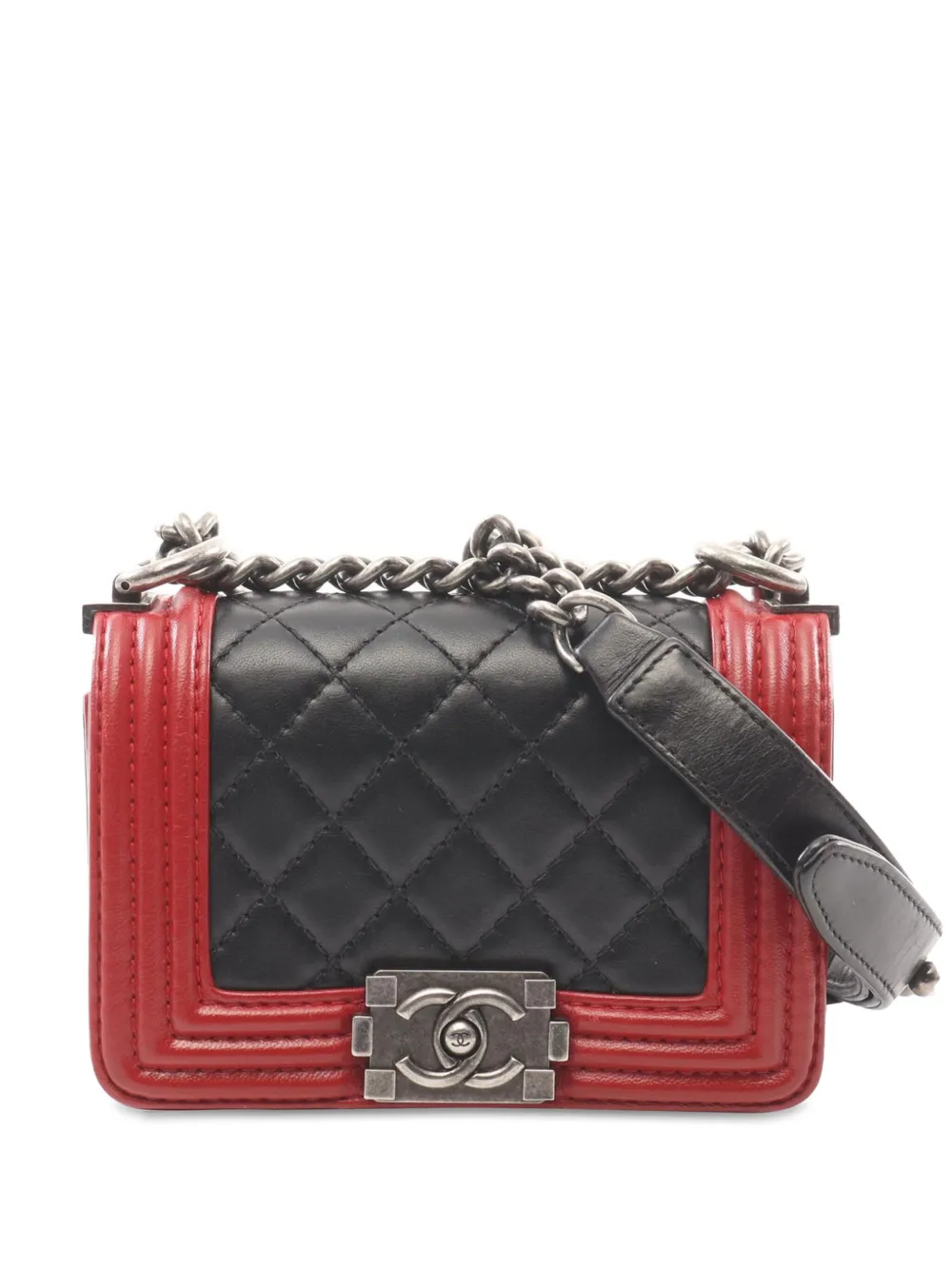 CHANEL Pre-Owned 2013-2014 ミニ バイカラー マトラッセ ラムスキン ボーイ フラップ ショルダーバッグ - CHANEL Pre-Owned 2013-2014 ミニ バイカラー マトラッセ ラムスキン ボーイ フラップ ショルダーバッグ -
