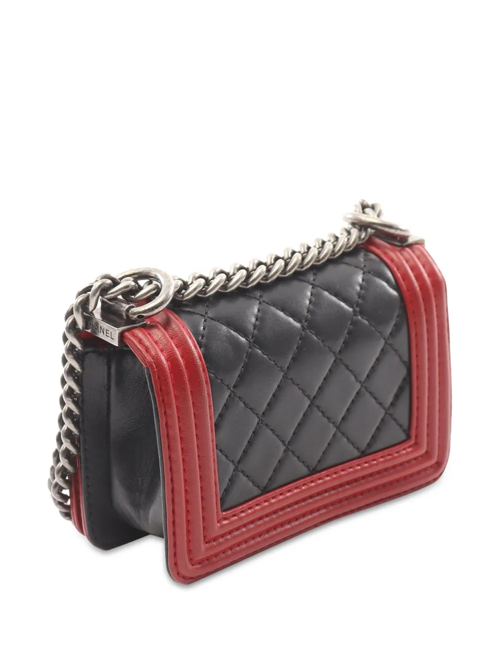 CHANEL Pre-Owned 2013-2014 kleine Boy Flap tweekleurige gewatteerde lamsleren crossbodytas - Rood