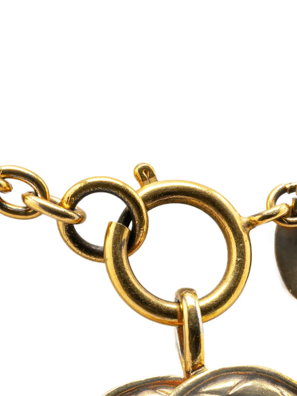 CHANEL Pre-Owned 1900s vergulde halsketting met gewatteerde CC-hanger - Goud