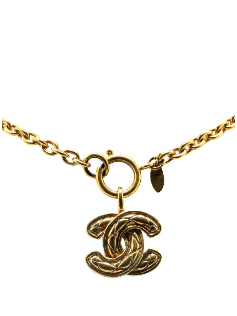 CHANEL Pre-Owned 20th Century ゴールドプレーテッド ココマーク マトラッセ ペンダント コスチューム ネックレス