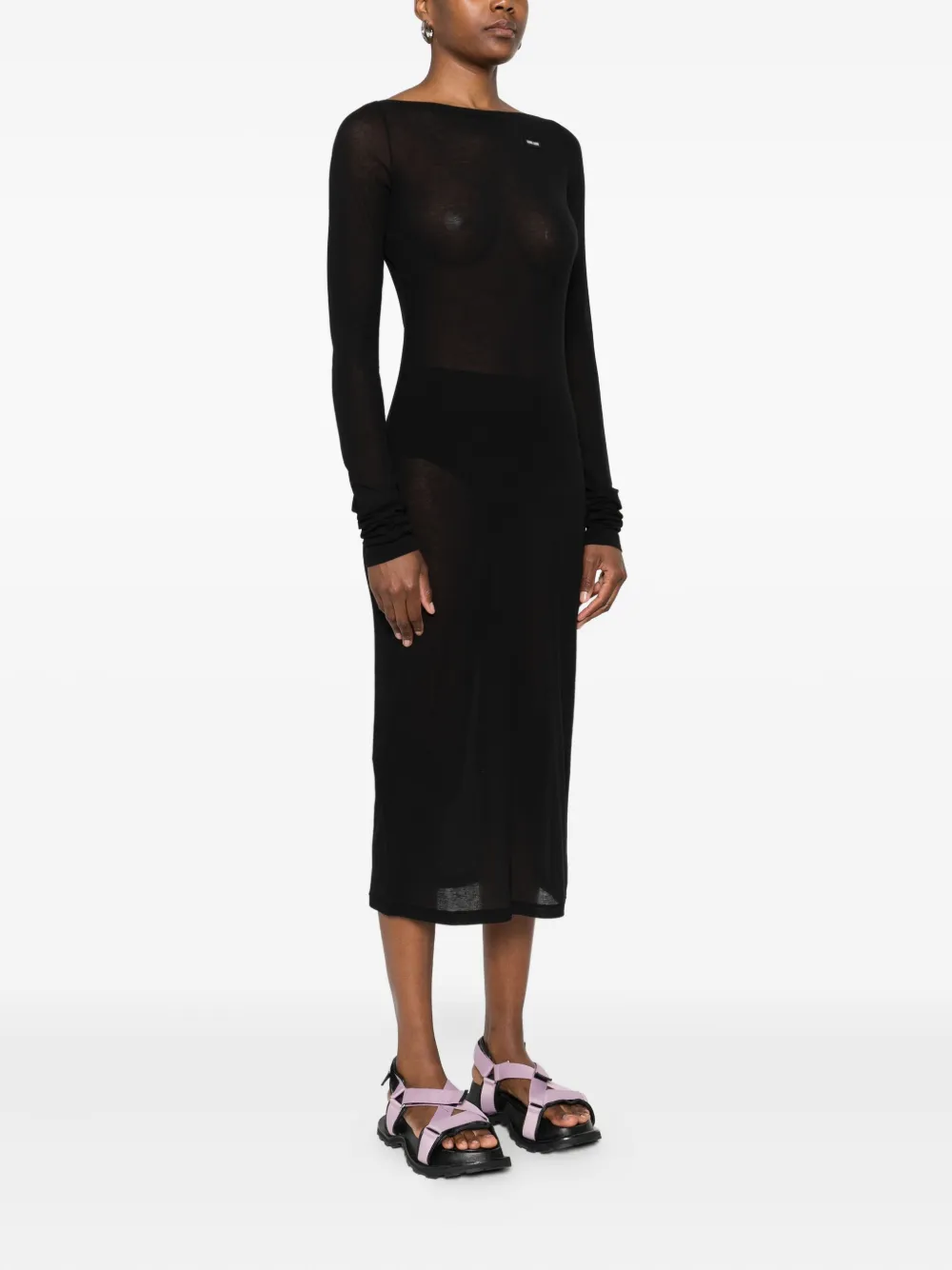 Miu Midi-jurk met logopatch Zwart