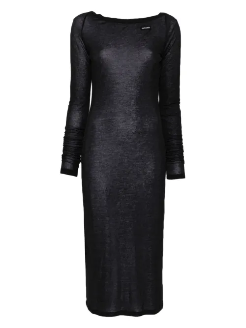 Robe mi-longue à patch logo - Miu Miu - Modalova