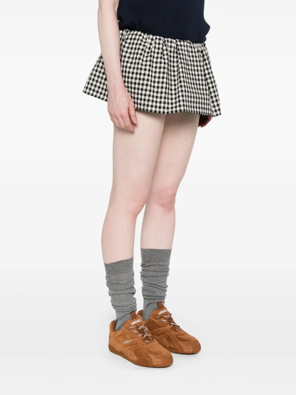 Miu Geruite mini-rok Wit