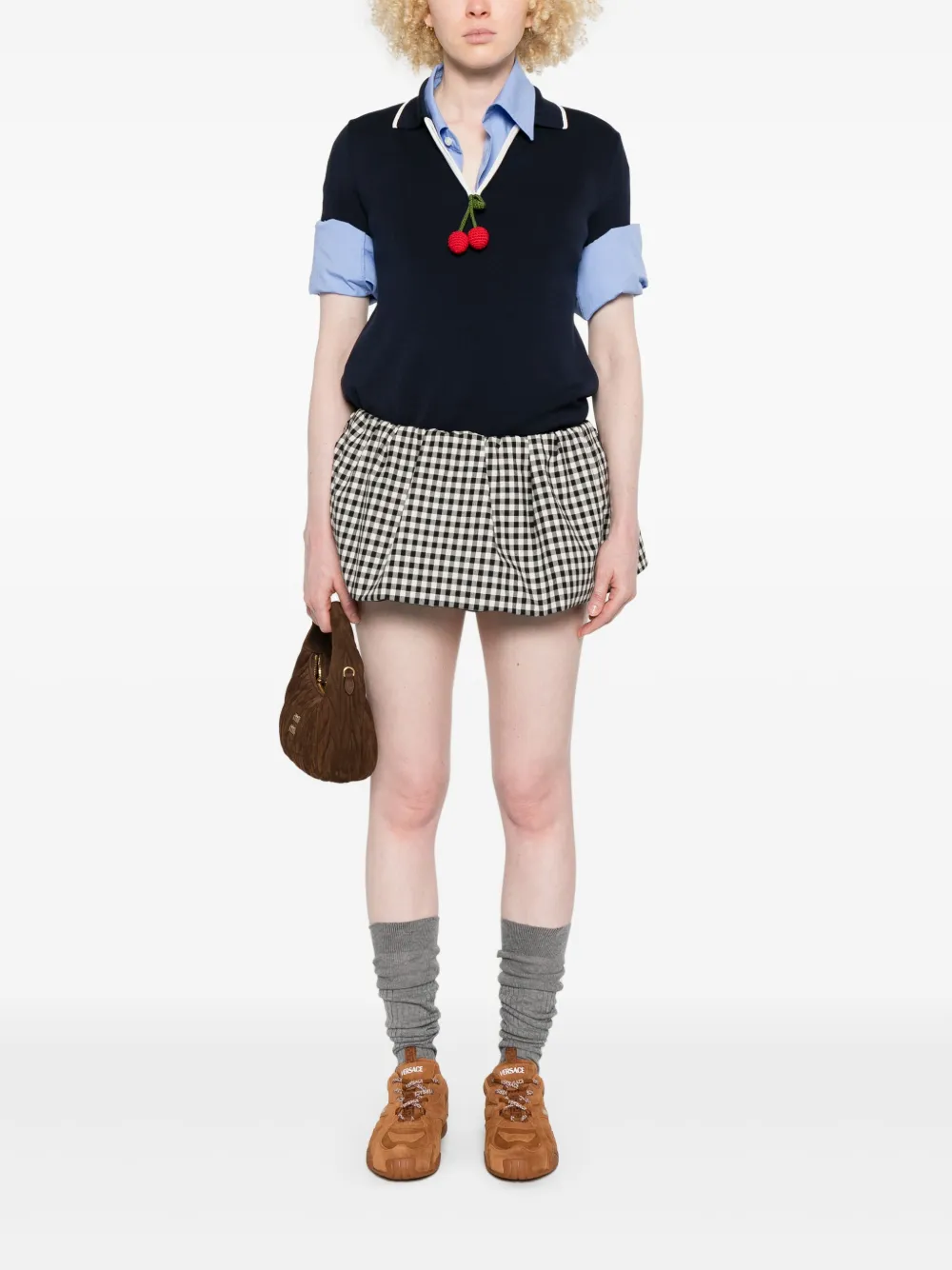 Miu Miu checked mini skirt - Wit