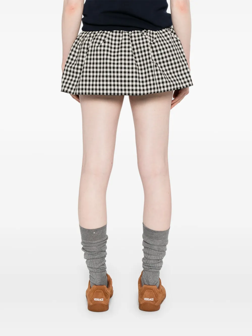 Miu Geruite mini-rok Wit