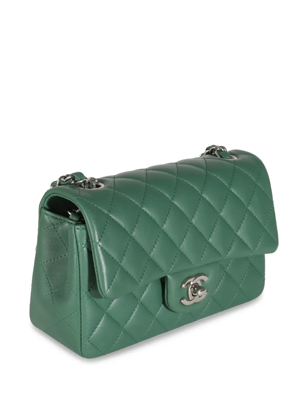 Pre-owned Chanel 2019 Mini Classic Flap Shoulder Bag In Green