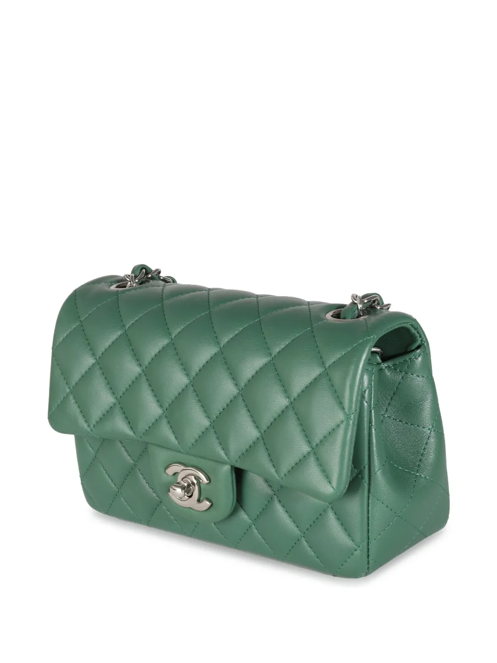 Pre-owned Chanel 2019 Mini Classic Flap Shoulder Bag In Green