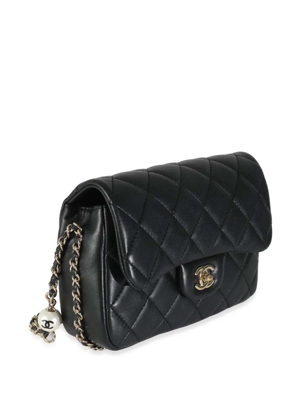 Pre-owned Chanel 2019 Mini My Precious Pearl Shoulder Bag In Black