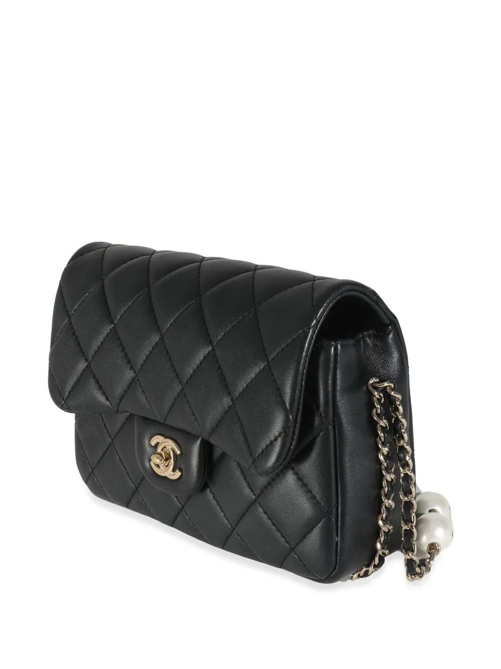 Pre-owned Chanel 2019 Mini My Precious Pearl Shoulder Bag In Black