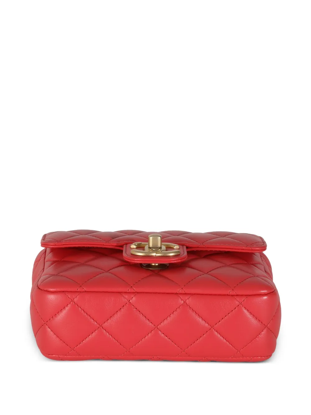 Chanel Pre-owned Mini Square Classic Flap Shoulder Bag in Red, view 5