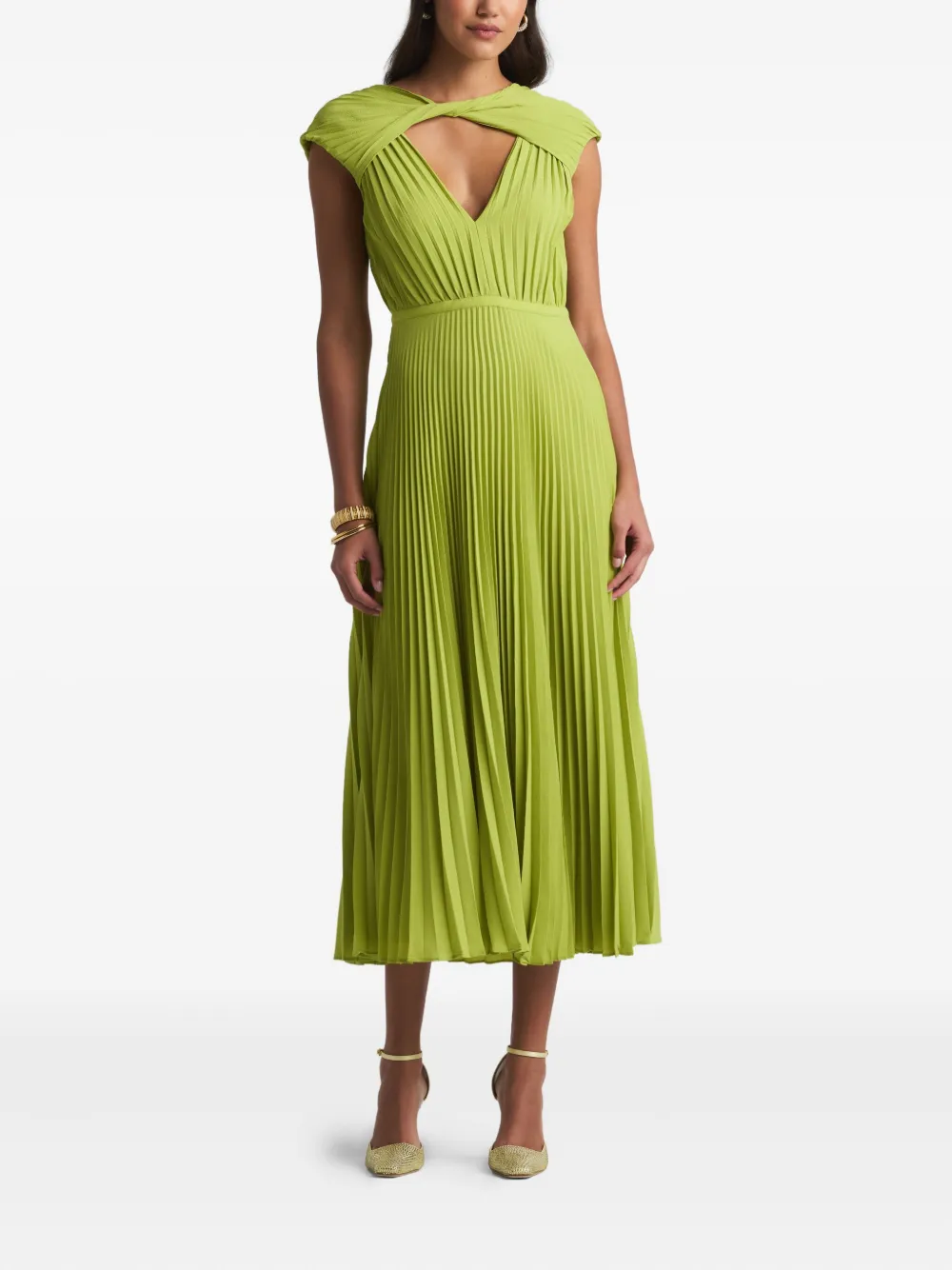 St. John pleated dress - Groen