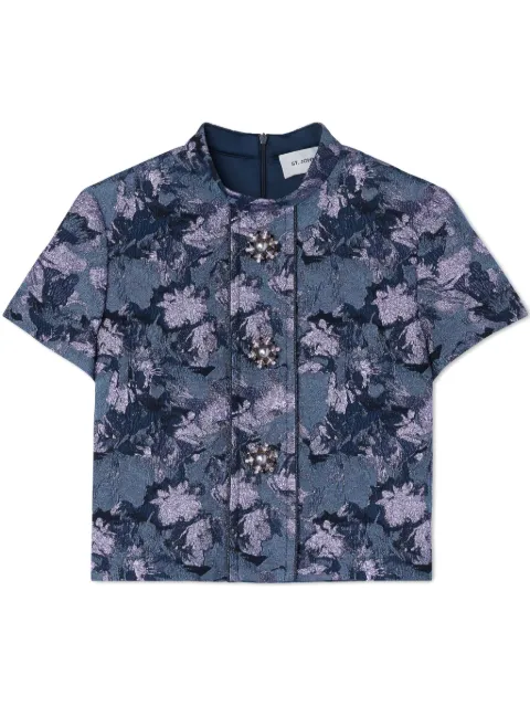 St. John top metalizado con estampado floral