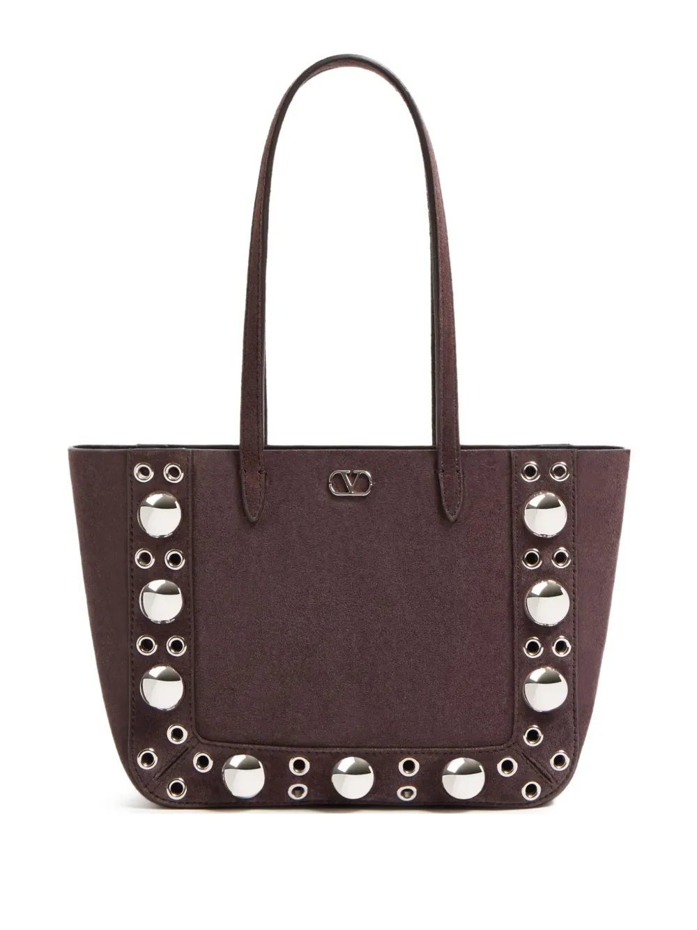 Valentino Nellcote Studded Suede Mini Tote Bag In 褐色