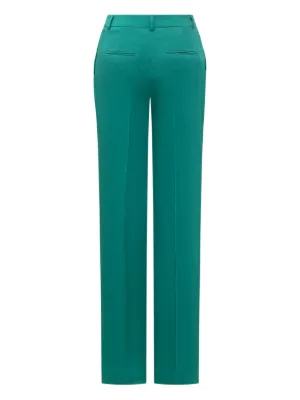 パンツ a Ferretti High-Waisted Green Muslin Pants With Pleats Alberta Ferretti High-Waisted Green Muslin Pants With Pleats