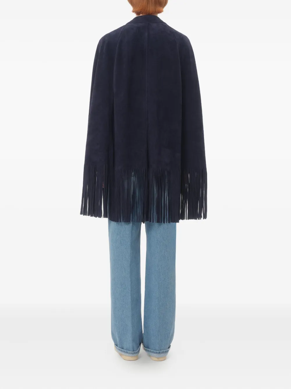 Valentino Garavani Suède cape met franje Blauw