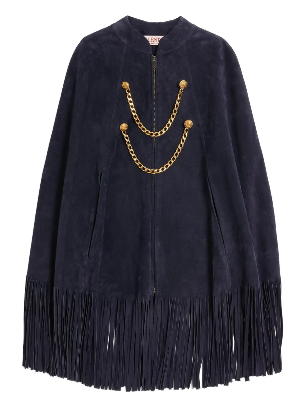 Valentino Garavani Suède cape met franje Blauw