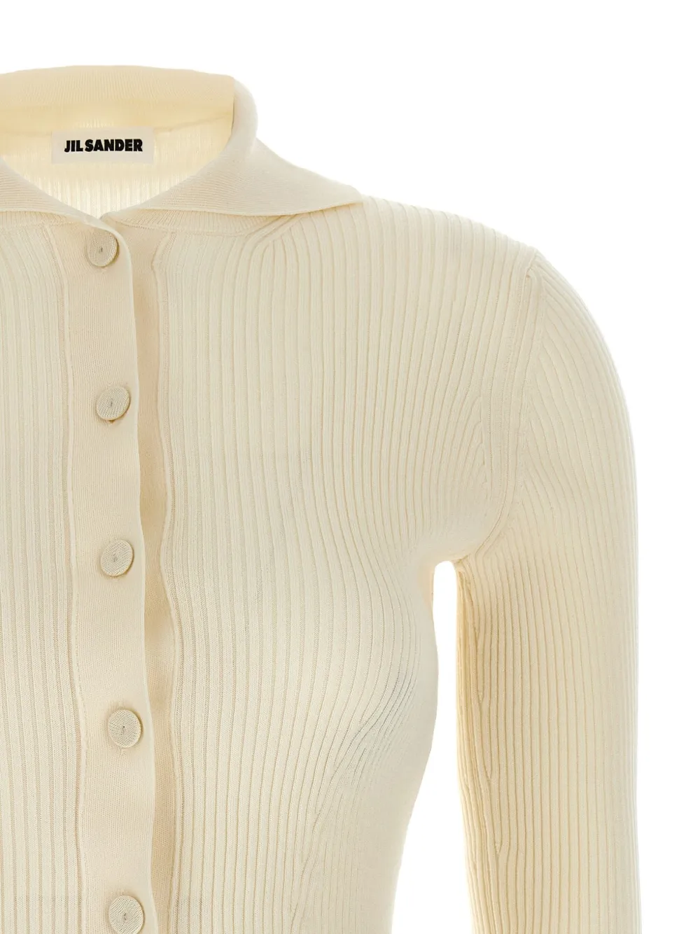 Jil Sander Ribgebreid vest Beige