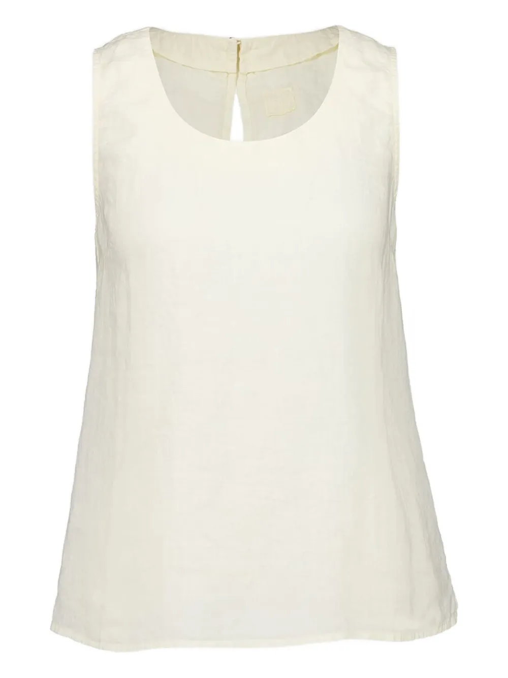 120% Lino Linen Keyhole Cut-out Top In Neutral