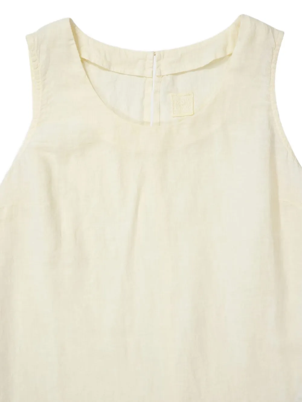 120% Lino Linen Keyhole Cut-out Top In Neutral