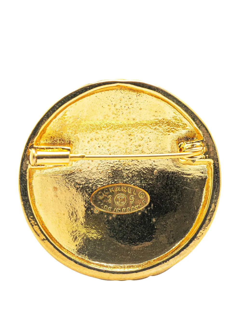 CHANEL Pre-Owned 1980-1990 Gold Plated CC Quilted Brooch costume brooch | Image 2