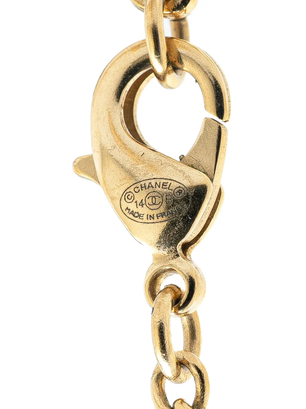 CHANEL Pre-Owned 2014 CC vergulde halsketting met hanger en imitatieparel - Goud