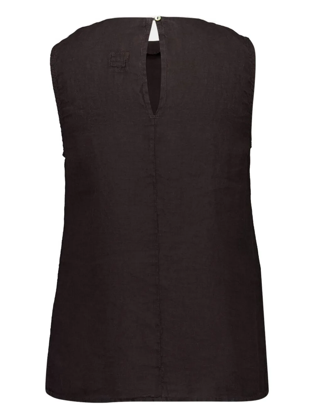 120% Lino keyhole cut-out sleeveless top - Zwart