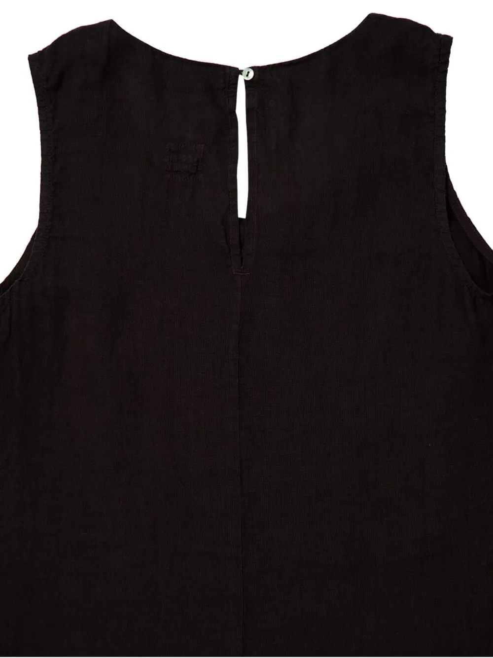 120% Lino Keyhole Cut-out Sleeveless Top In Black